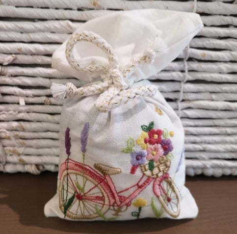 Sachê Bordado de Lavanda - Bicicleta